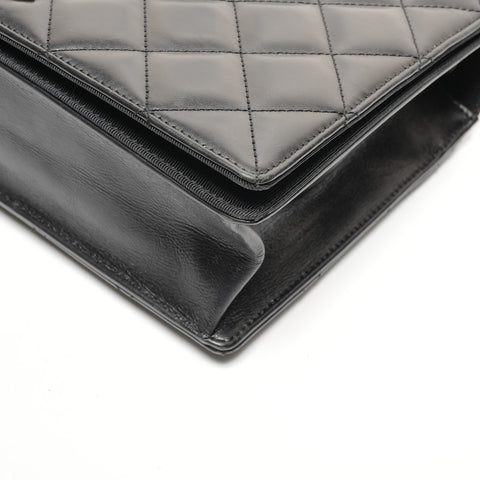 CHANEL No. 21 2015-2016 Matelasse Deca COCO Mark Gunmetal Shoulder Bag black WS27308