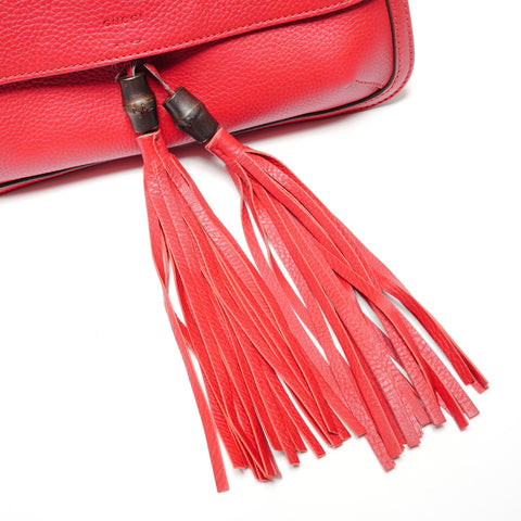 GUCCI Bamboo Daily Fringe Shoulder Bag Red WS27310