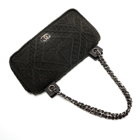 CHANEL Nr. 9 2004-2005 Knit COCO Mark Umhängetasche schwarz WS27312