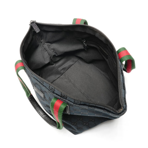 GUCCI GG Canvas Sherry Line Tote Bag Handbag black WS27313