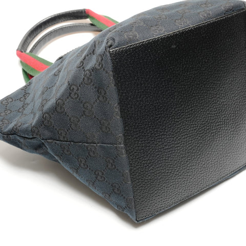 GUCCI GG Canvas Sherry Line Tote Bag Handbag black WS27313