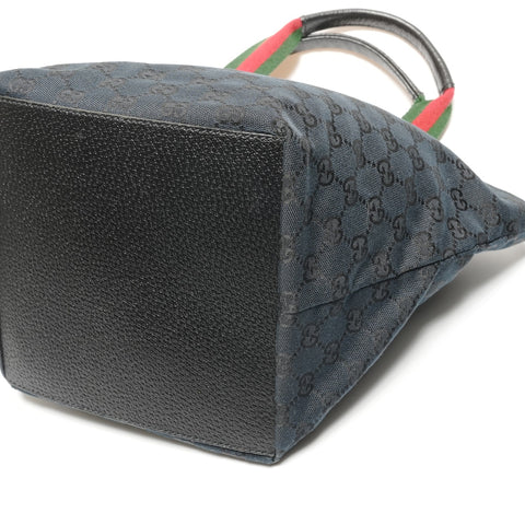 GUCCI GG Canvas Sherry Line Tote Bag Handbag black WS27313