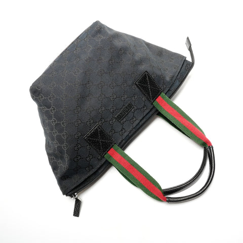 GUCCI GG Canvas Sherry Line Tote Bag Handbag black WS27313