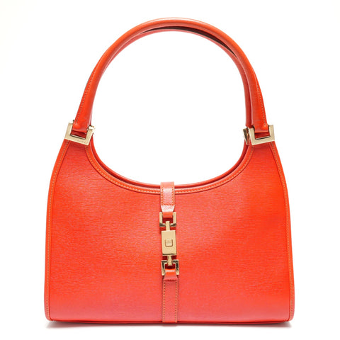 GUCCI Jackie Leather One-Shoulder Bag Handbag Orange WS27316