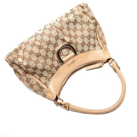 GUCCI GG Canvas Abbey Hobo Shoulder Bag beige WS27317