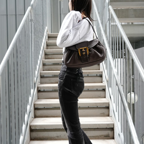 CELINE leather Shoulder Bag Brown WS27318