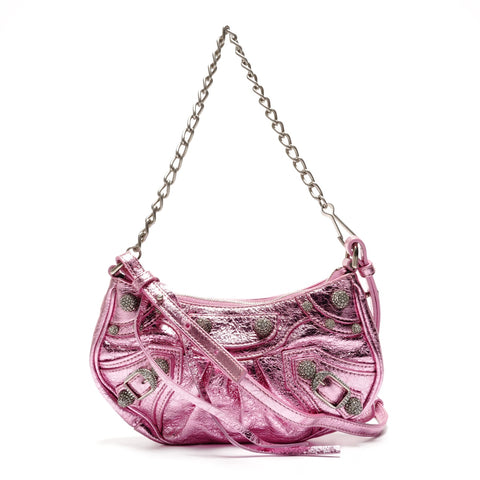 BALENCIAGA Le Cagole Mini Shoulder Bag in Metallic Shoulder Bag pink WS27319