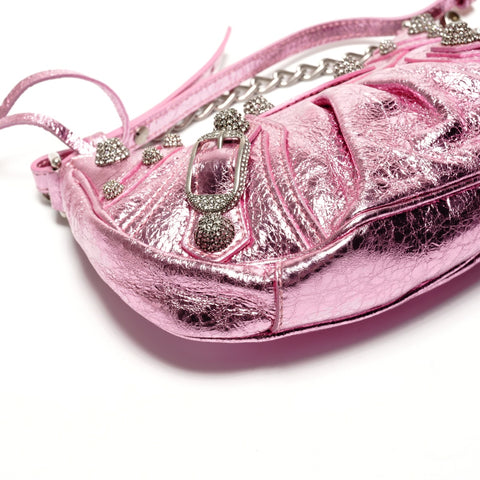 BALENCIAGA Le Cagole Mini Shoulder Bag in Metallic Shoulder Bag pink WS27319