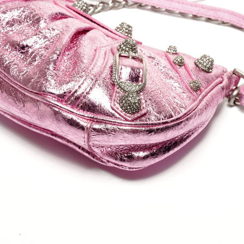 BALENCIAGA Le Cagole Mini Shoulder Bag in Metallic Shoulder Bag pink WS27319