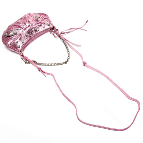 BALENCIAGA Le Cagole Mini Shoulder Bag in Metallic Shoulder Bag pink WS27319