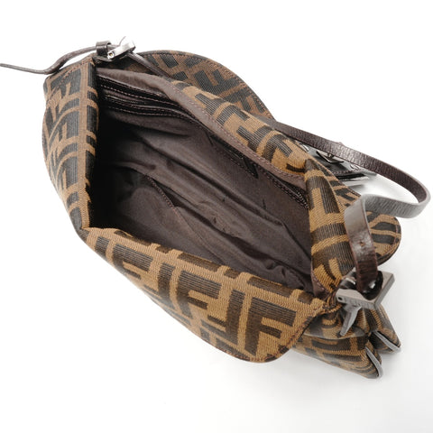 FENDI Zucca Mamma Baguette Canvas Shoulder Bag Brown WS27321