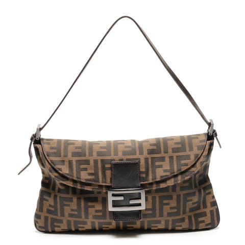 FENDI Zucca Mamma Baguette Canvas Shoulder Bag Brown WS27321