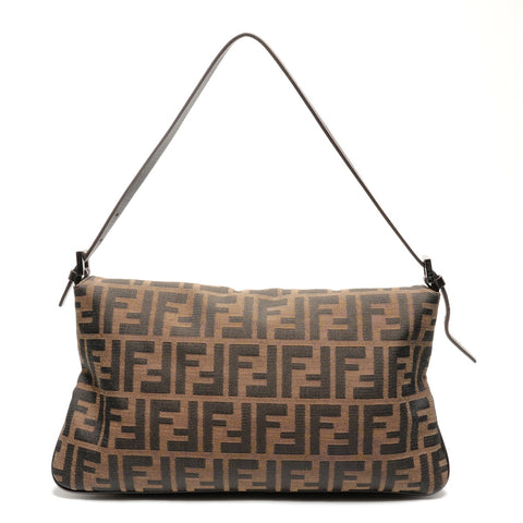 FENDI Zucca Mamma Baguette Canvas Shoulder Bag Brown WS27321