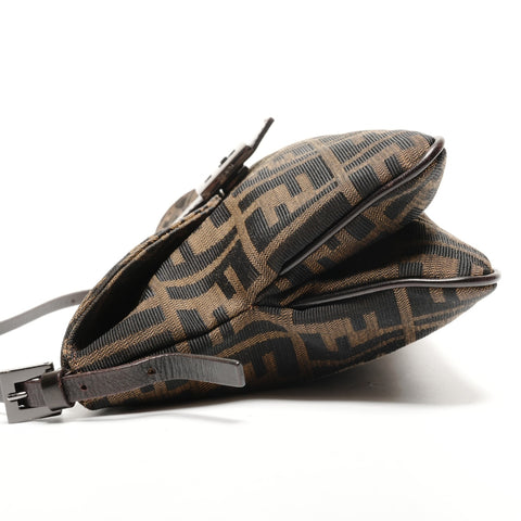 FENDI Zucca Mamma Baguette Canvas Shoulder Bag Brown WS27321