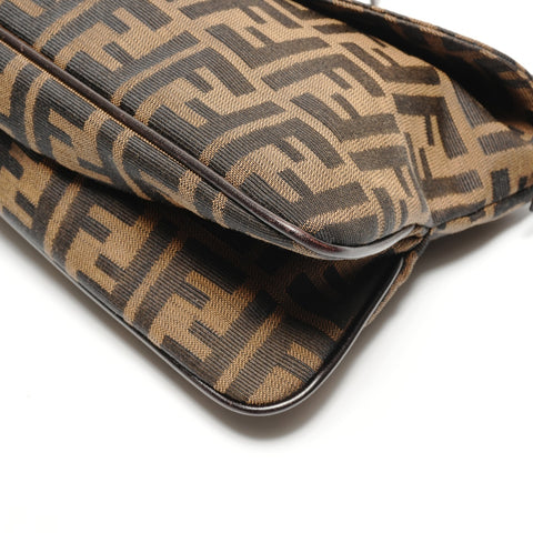 FENDI Zucca Mamma Baguette Canvas Shoulder Bag Brown WS27321