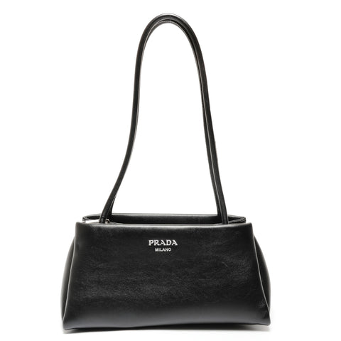 PRADA leather logo Shoulder Bag black WS27323