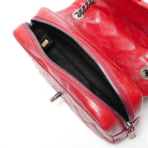 CHANEL No. 19 2014 Matelasse ChainShoulder Gunmetal Shoulder Bag Red WS27324