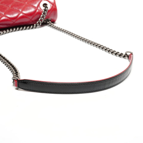 CHANEL No. 19 2014 Matelasse ChainShoulder Gunmetal Shoulder Bag Red WS27324