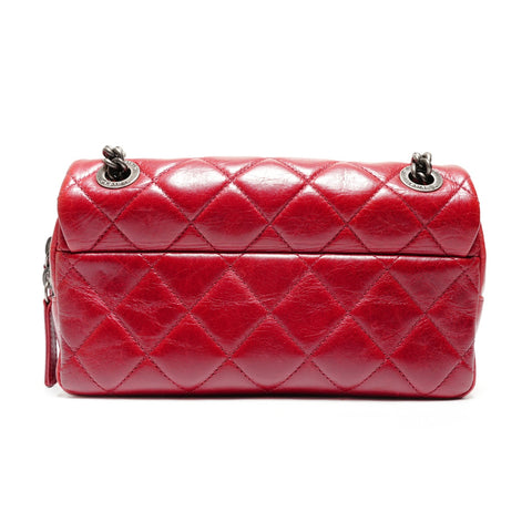CHANEL No. 19 2014 Matelasse ChainShoulder Gunmetal Shoulder Bag Red WS27324