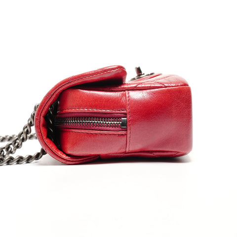 CHANEL No. 19 2014 Matelasse ChainShoulder Gunmetal Shoulder Bag Red WS27324