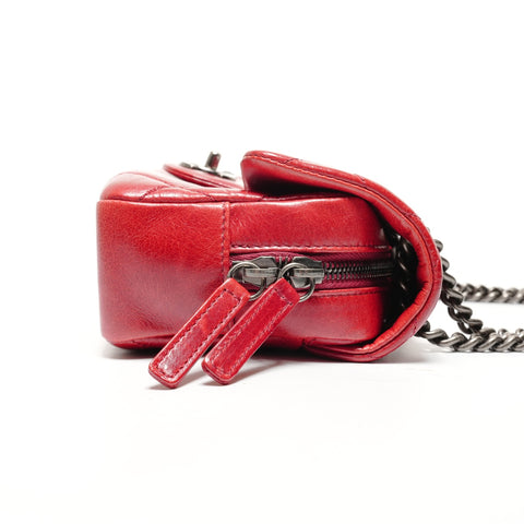 CHANEL No. 19 2014 Matelasse ChainShoulder Gunmetal Shoulder Bag Red WS27324