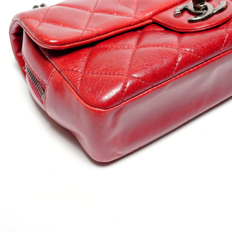 CHANEL No. 19 2014 Matelasse ChainShoulder Gunmetal Shoulder Bag Red WS27324
