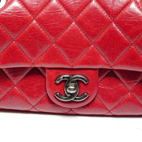 CHANEL No. 19 2014 Matelasse ChainShoulder Gunmetal Shoulder Bag Red WS27324