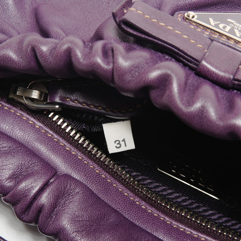 PRADA Leather Triangle Logo Ribbon Shoulder Bag purple WS27325
