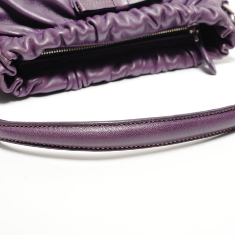 PRADA Leather Triangle Logo Ribbon Shoulder Bag purple WS27325