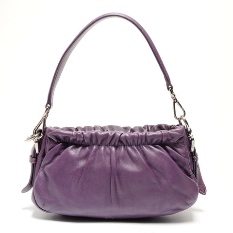 PRADA Leather Triangle Logo Ribbon Shoulder Bag purple WS27325