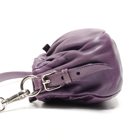 PRADA Leather Triangle Logo Ribbon Shoulder Bag purple WS27325