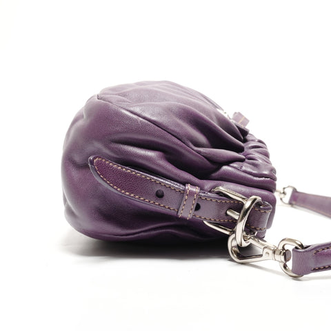 PRADA Leather Triangle Logo Ribbon Shoulder Bag purple WS27325
