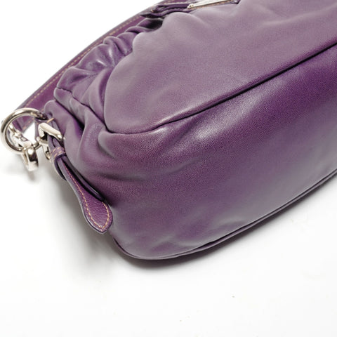 PRADA Leather Triangle Logo Ribbon Shoulder Bag purple WS27325