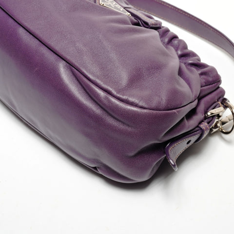 PRADA Leather Triangle Logo Ribbon Shoulder Bag purple WS27325