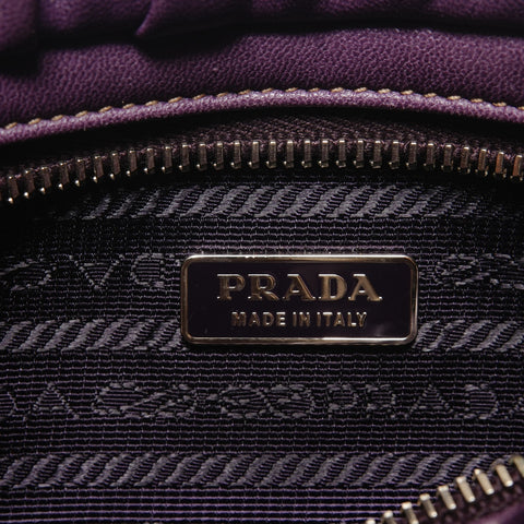 PRADA Leather Triangle Logo Ribbon Shoulder Bag purple WS27325