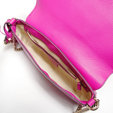 GUCCI Soho G-Stitch Fringe Shoulder Bag pink WS27326