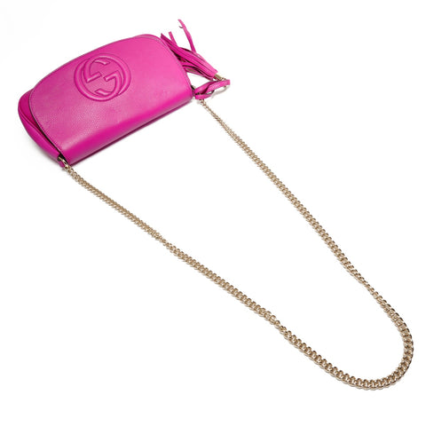 GUCCI Soho G-Stitch Fringe Shoulder Bag pink WS27326