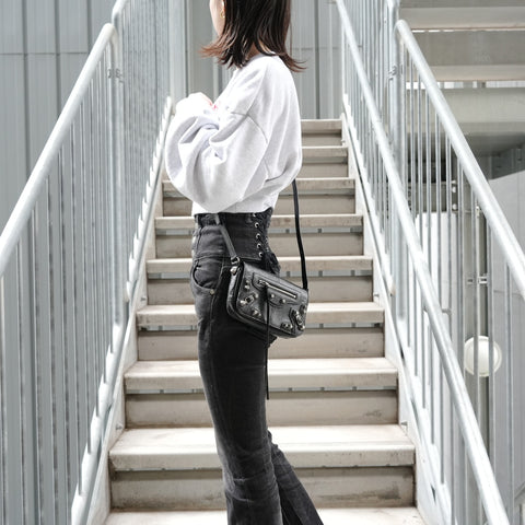 BALENCIAGA Cagoule Mini Flap Shoulder Bag black WS27327