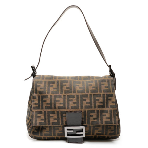FENDI Zucca Mamma Baguette Canvas Shoulder Bag Brown WS27328