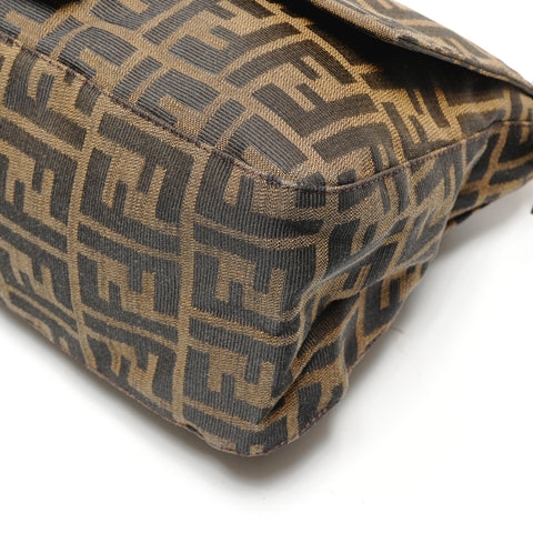 FENDI Zucca Mamma Baguette Canvas Shoulder Bag Brown WS27328