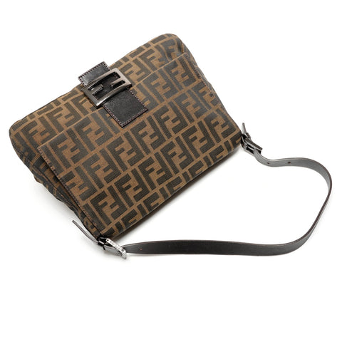 FENDI Zucca Mamma Baguette Canvas Shoulder Bag Brown WS27328