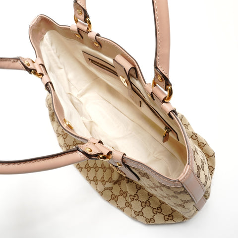 GUCCI GG canvas with interlocking G and scarlet studs Handbag beige WS27329