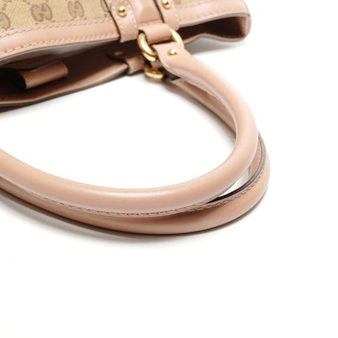 GUCCI GG canvas with interlocking G and scarlet studs Handbag beige WS27329