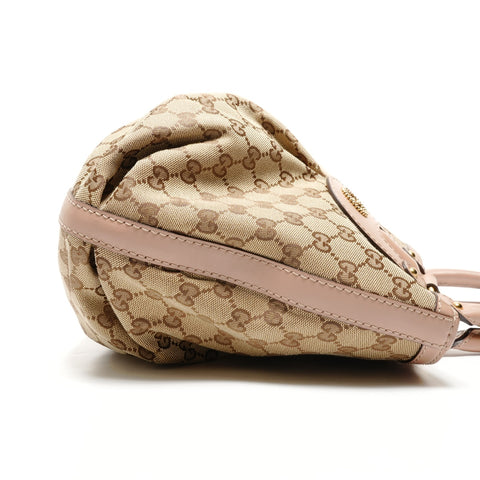GUCCI GG canvas with interlocking G and scarlet studs Handbag beige WS27329