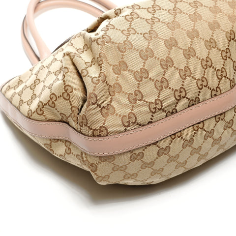 GUCCI GG canvas with interlocking G and scarlet studs Handbag beige WS27329