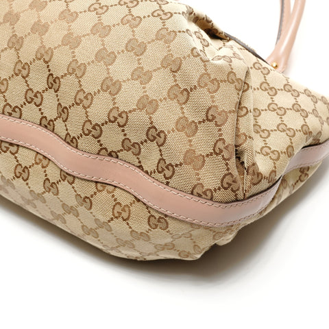 GUCCI GG canvas with interlocking G and scarlet studs Handbag beige WS27329