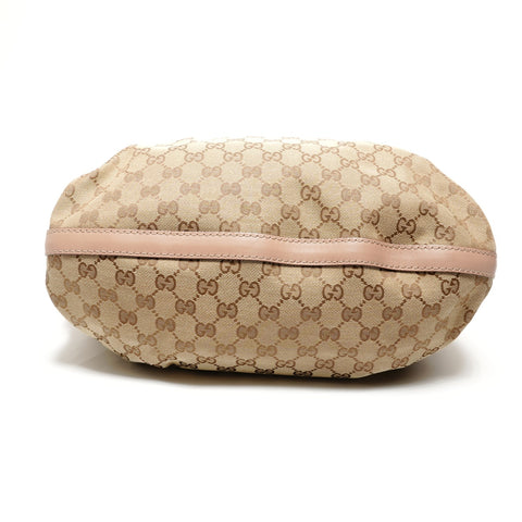 GUCCI GG canvas with interlocking G and scarlet studs Handbag beige WS27329