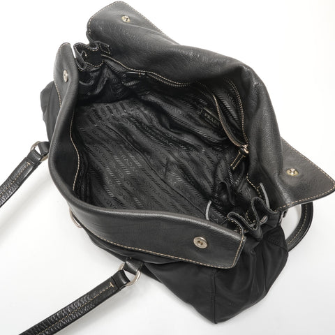 PRADA Nylon leather Shoulder Bag black WS27332