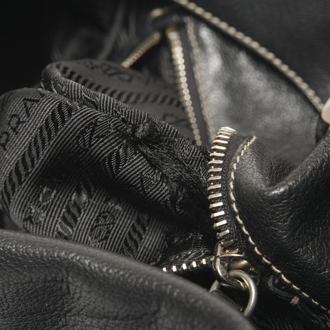 PRADA Nylon leather Shoulder Bag black WS27332