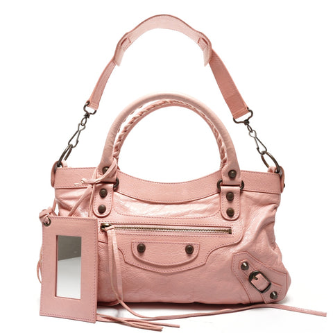 BALENCIAGA First 2-way Lamb Leather Shoulder Bag pink WS27333